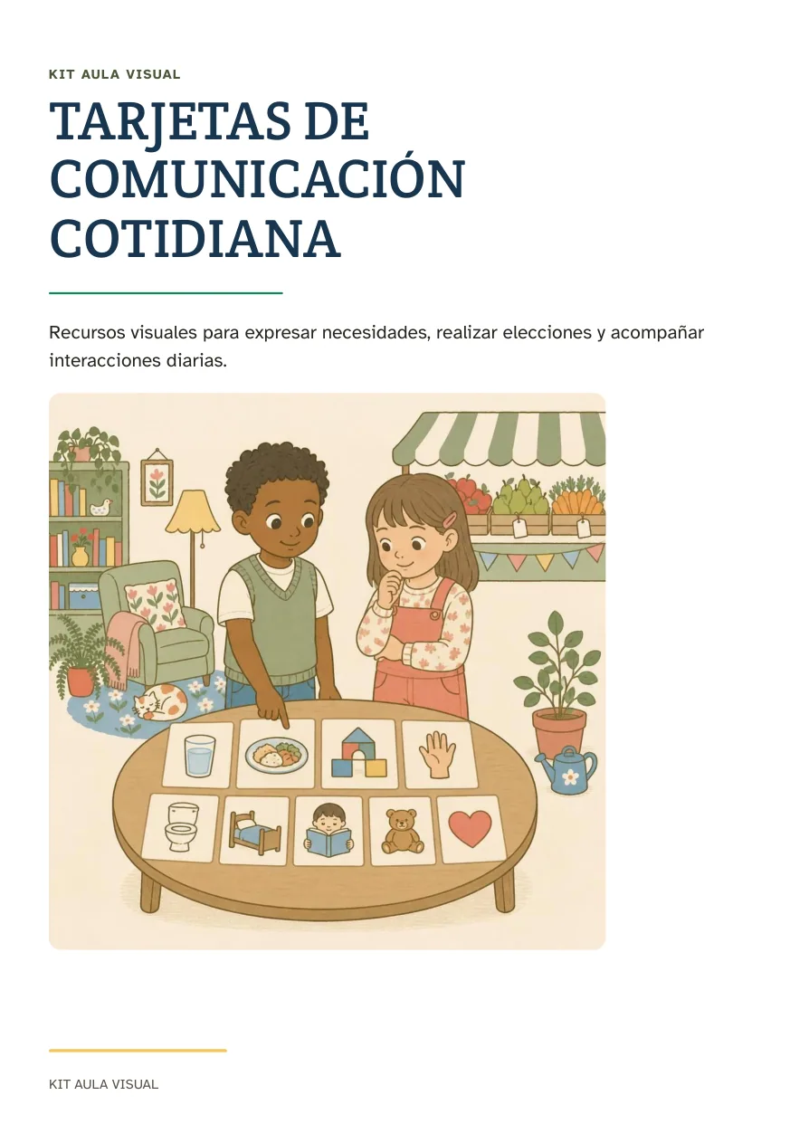 Portada de tarjetas de comunicación cotidiana