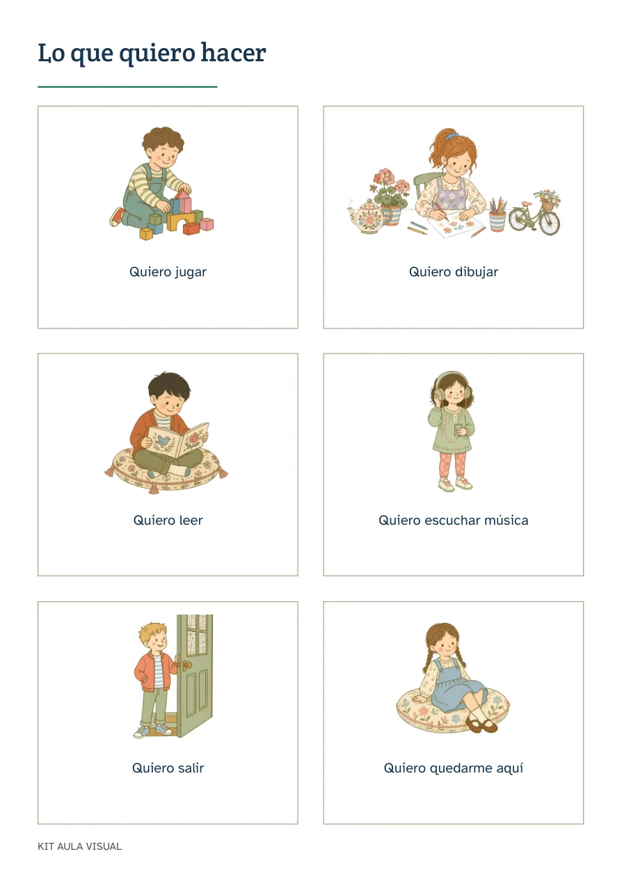 Página real de tarjetas de comunicación cotidiana